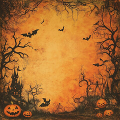 Collection of vintage background Halloween art posters