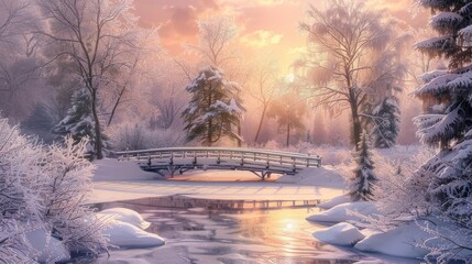 Wall Mural - Winter Wonderland Bridge