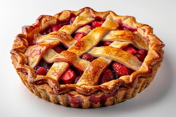 Wall Mural - Strawberry rhubarb pie with lattice crust