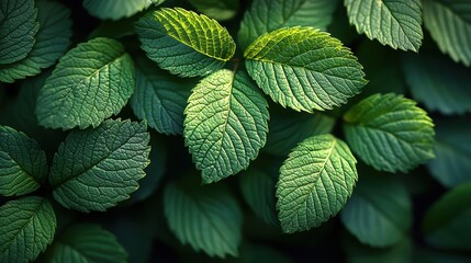 Poster - Green Leaf Texture  Close Up  Natural Background  Botanical  Foliage