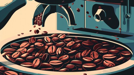 Illustration of coffee beans being roasted to perfection for drip coffee brewing