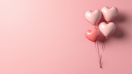 Pink Heart Balloons on Pastel Background   Romantic Valentine s Day Decoration