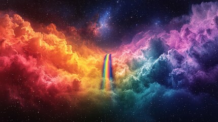 Canvas Print - Rainbow Galaxy Nebula with Stars  Cosmic Clouds  and a Dreamy Atmosphere