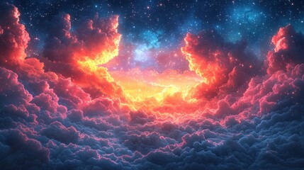 Sticker - Dramatic Sky with Clouds and Stars