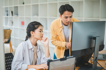 Wall Mural - team programmer focuses on software development, site design, and the advancement of coding and prog