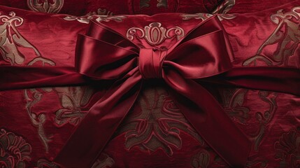 Poster - Red Satin Bow on Pillow