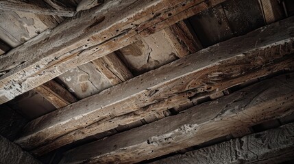 Sticker - Old Wooden Beams in a Vintage Building