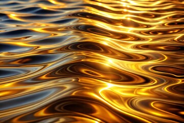 Poster - Golden water ripples reflecting sunlight close-up