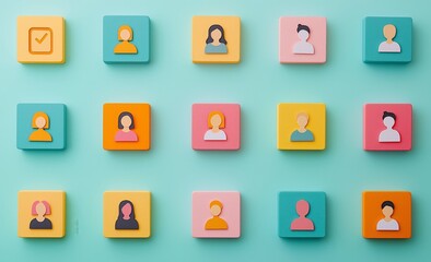 A colorful grid featuring diverse avatar icons on a textured background, ideal for profile or social media use.