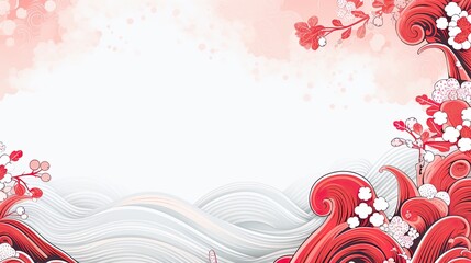 organic asian japanese line wave pattern oriental pattern traditional copy space with white background