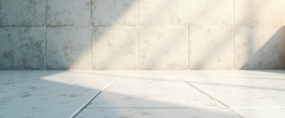 Sticker - White Tiled Floor With Soft Sunlight