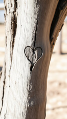 Wall Mural - Heart Carved into Tree Trunk