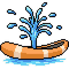 Canvas Print - pixel art of boat leaking sinking