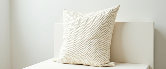 Sticker - White Pillow with Zigzag Pattern on a White Bench