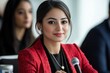 © Shooting Star Std - A Muslim Female CEO Participates In A Panel Discussion. She Shares Her Insights And Experiences With Other Industry Leaders, Generative AI