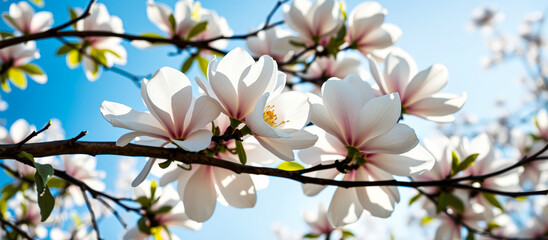 Canvas Print - Delicate Magnolia Blossoms in Spring