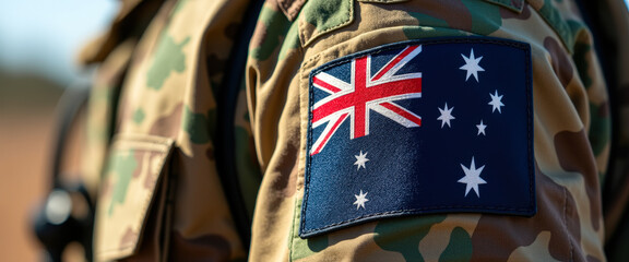 australian army uniform with national flag patch