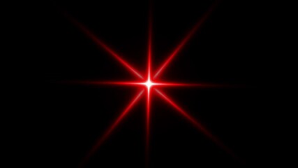 illustration of a bright red single star shining twinkling isolated on black