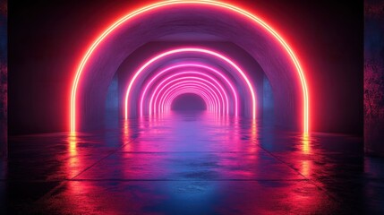 Wall Mural - Neon Tunnel of Light