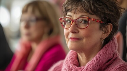 A breast cancer survivor taking part in a support group activity