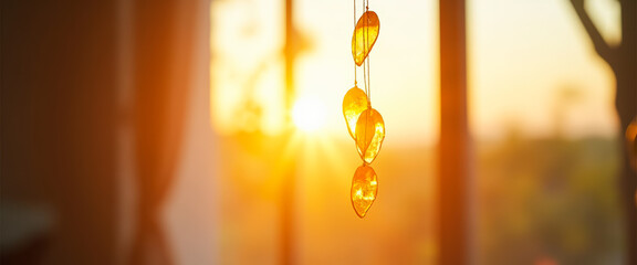 Poster - Golden Wind Chime in Warm Sunlight