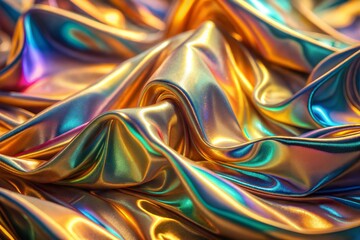 Sticker - Close-up of smooth iridescent fabric with captivating shimmer