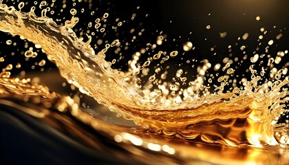 Abstract gold liquid splashes creating an elegant and dynamic background