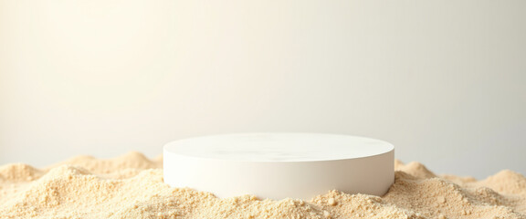 Wall Mural - Minimalist Product Display on a Sandy Background