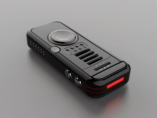 A 3D render of a compact voice recorder with a sleek design