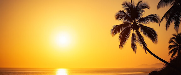 Poster - Palm Tree Silhouette at Sunset