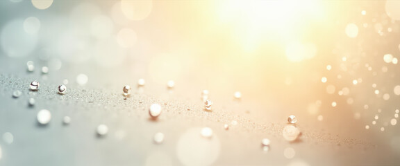 Wall Mural - Sparkling Dewdrops on a Golden Background