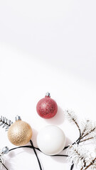 Canvas Print - Festive Christmas Baubles on a White Background