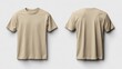 © Jane Kelly - Beige t-shirt mockup. T-shirt front and back template