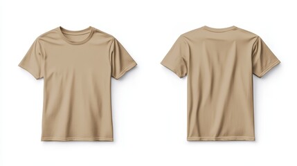 Beige t-shirt mockup. T-shirt front and back template