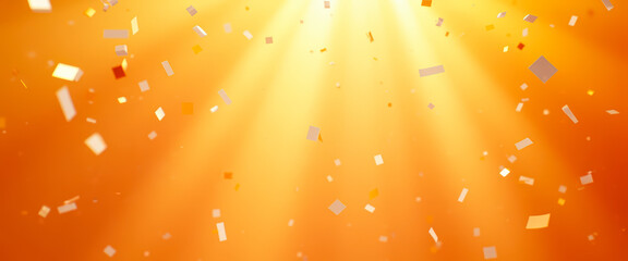 Poster - Abstract orange background with confetti falling from above