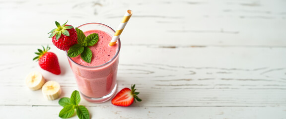 Wall Mural - Strawberry Banana Smoothie with Mint