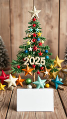 Wall Mural - 2025 Christmas Tree with Blank Card