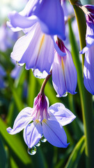 Canvas Print - Delicate Purple Flower with Dew Drops