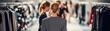 © Mnt - Two women explore a fashion store, surrounded by elegant clothing racks and stylish attire in a modern shopping environment.