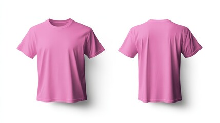 Pink t-shirt mockup. T-shirt front and back template