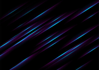 Poster - Blue violet neon laser lines abstract geometric tech background. Futuristic vector design