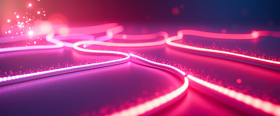 Canvas Print - Abstract Pink Neon Light Background