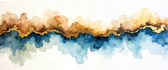 Canvas Print - Abstract Watercolor Background with Gold Glitter