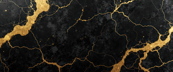 Wall Mural - Black Marble with Gold Veins