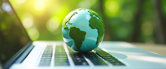 Green Earth on Laptop Keyboard