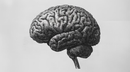 Wall Mural - Abstract brain background. Photocopy stippled style with collage elements of brain