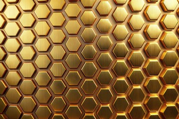 Canvas Print - close-up of golden hexagon pattern creating an abstract background