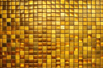 Canvas Print - shiny gold mosaic tile wall close-up
