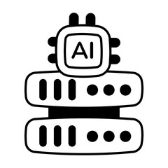 Poster - A glyph icon of ai server 