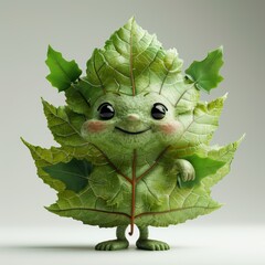 Charming Leaf Character in Cartoon Style